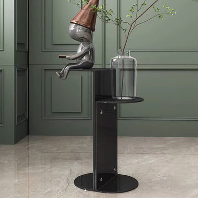Contemporary Industrial Arc Rectangular Stainless Steel End Table 3-Tier For Living Room