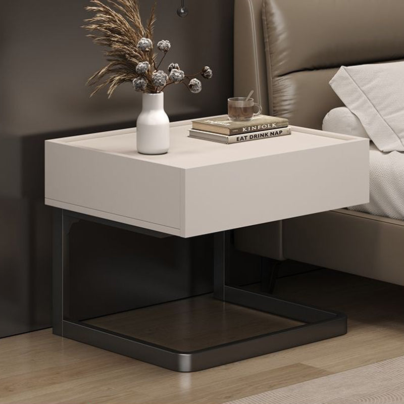 Modern Minimalist Rectangular Iron Plywood Suspended Nightstand 1-Drawer For Bedroom