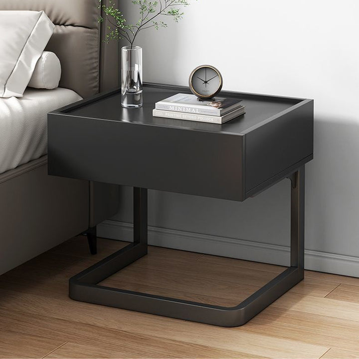 Moderner minimalistischer rechteckiger Eisen-Sperrholz hängender Nachttisch mit 1 Schublade für das Schlafzimmer 