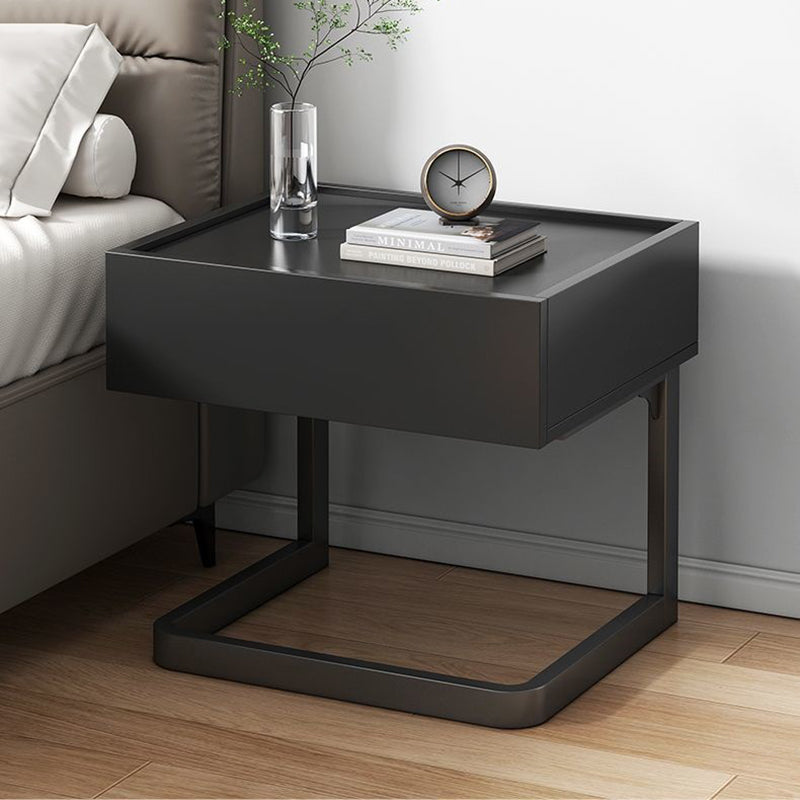 Modern Minimalist Rectangular Iron Plywood Suspended Nightstand 1-Drawer For Bedroom