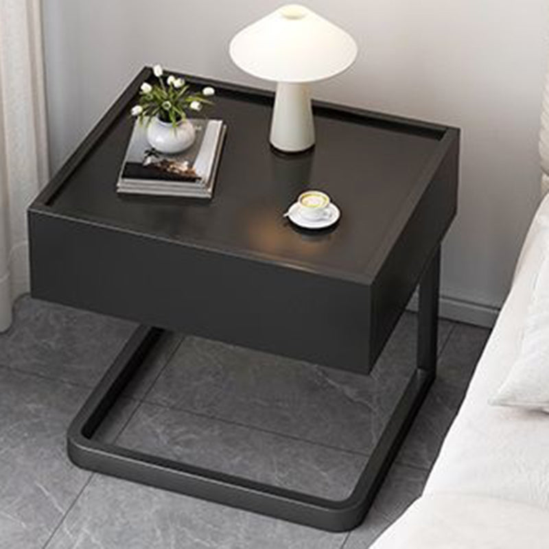 Modern Minimalist Rectangular Iron Plywood Suspended Nightstand 1-Drawer For Bedroom