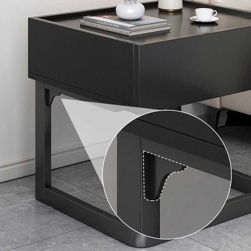 Modern Minimalist Rectangular Iron Plywood Suspended Nightstand 1-Drawer For Bedroom