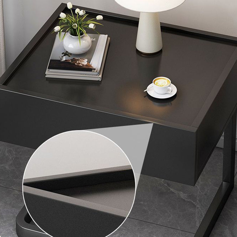 Modern Minimalist Rectangular Iron Plywood Suspended Nightstand 1-Drawer For Bedroom