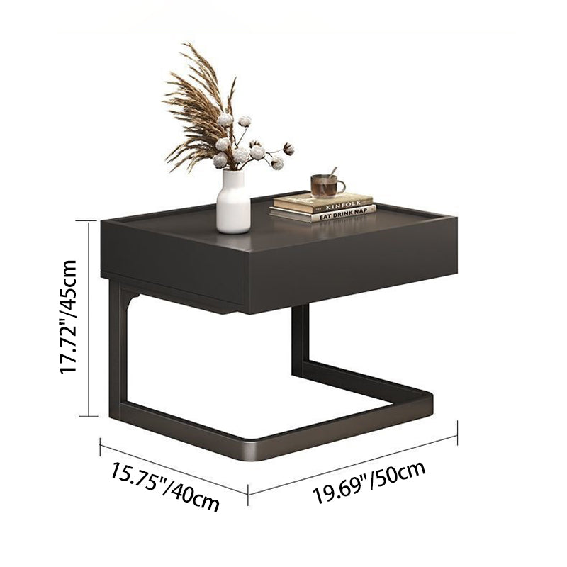 Modern Minimalist Rectangular Iron Plywood Suspended Nightstand 1-Drawer For Bedroom