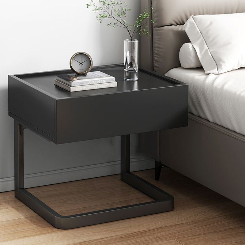 Modern Minimalist Rectangular Iron Plywood Suspended Nightstand 1-Drawer For Bedroom