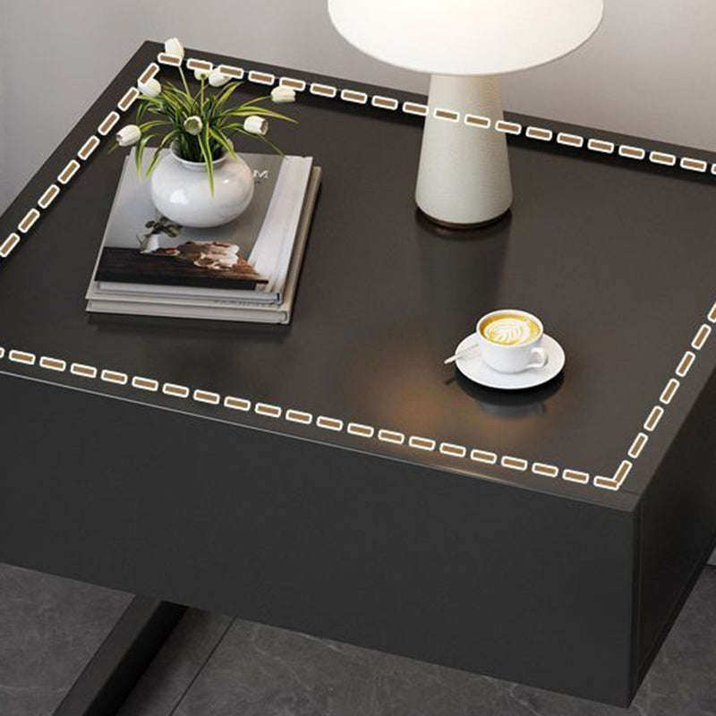 Modern Minimalist Rectangular Iron Plywood Suspended Nightstand 1-Drawer For Bedroom