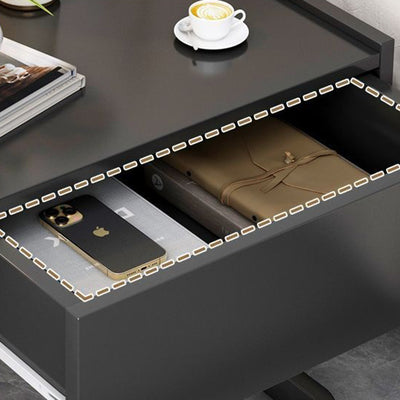 Modern Minimalist Rectangular Iron Plywood Suspended Nightstand 1-Drawer For Bedroom