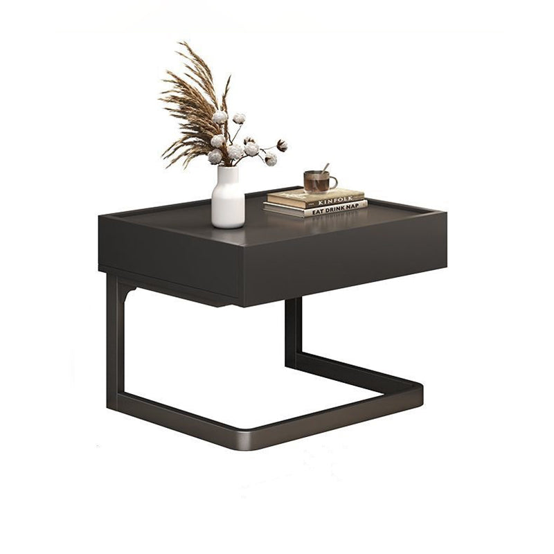 Modern Minimalist Rectangular Iron Plywood Suspended Nightstand 1-Drawer For Bedroom