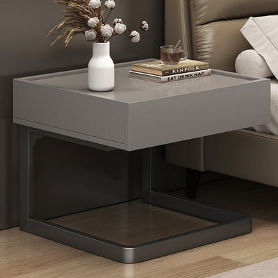 Modern Minimalist Rectangular Iron Plywood Suspended Nightstand 1-Drawer For Bedroom