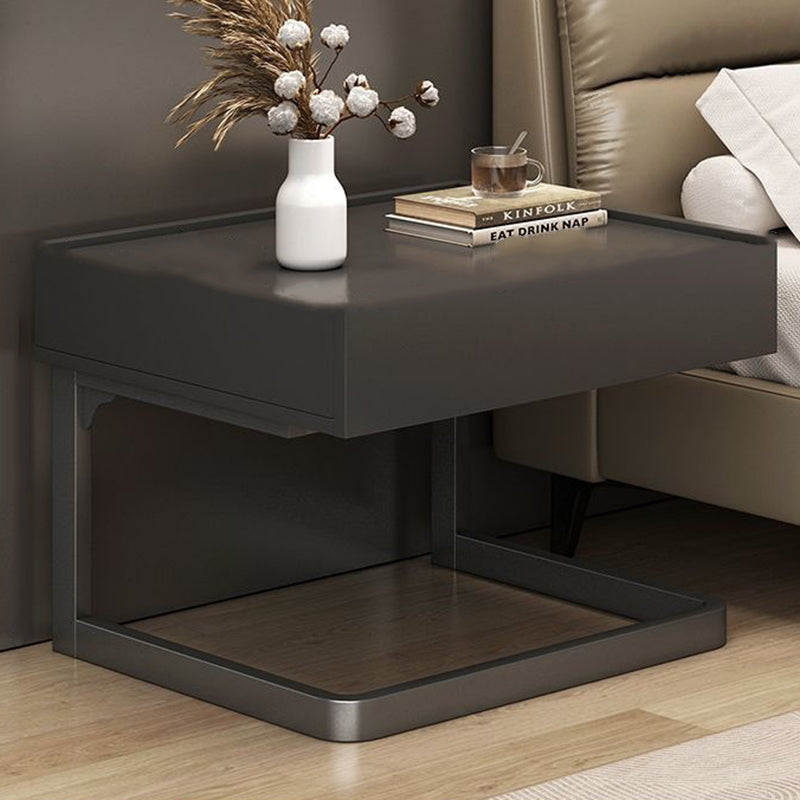 Modern Minimalist Rectangular Iron Plywood Suspended Nightstand 1-Drawer For Bedroom