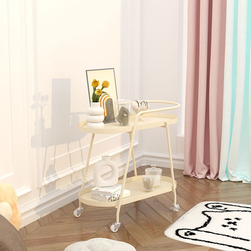 Modern Minimalist Oval Iron Movable End Table 2-Tier For Living Room