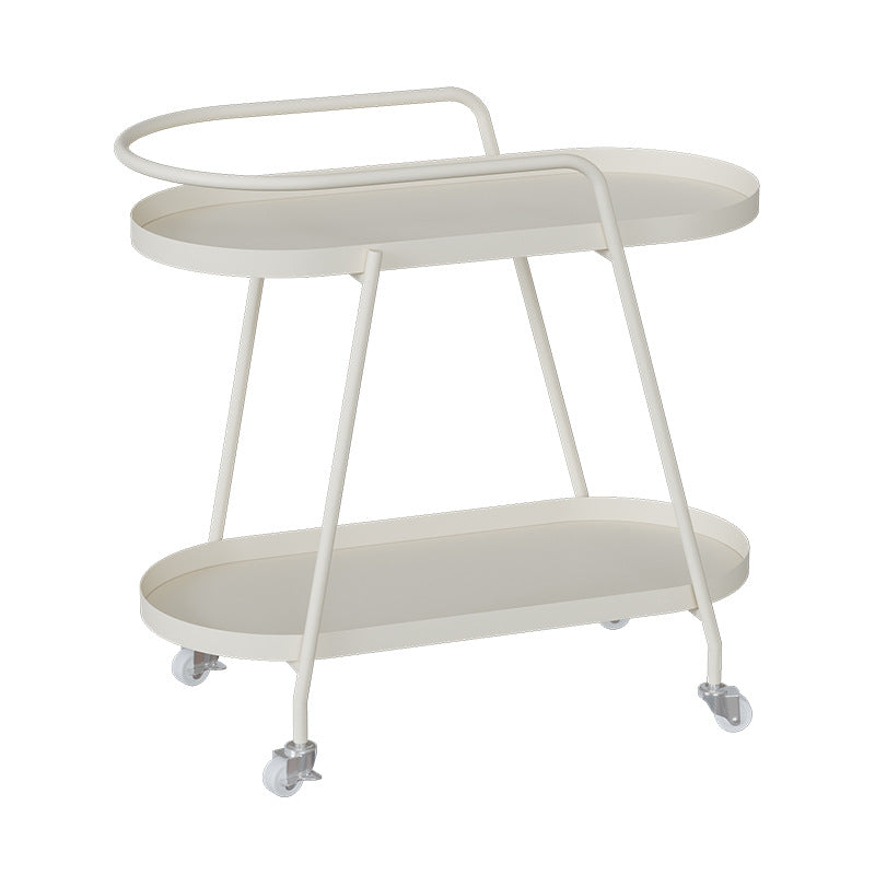 Modern Minimalist Oval Iron Movable End Table 2-Tier For Living Room