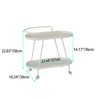 Modern Minimalist Oval Iron Movable End Table 2-Tier For Living Room