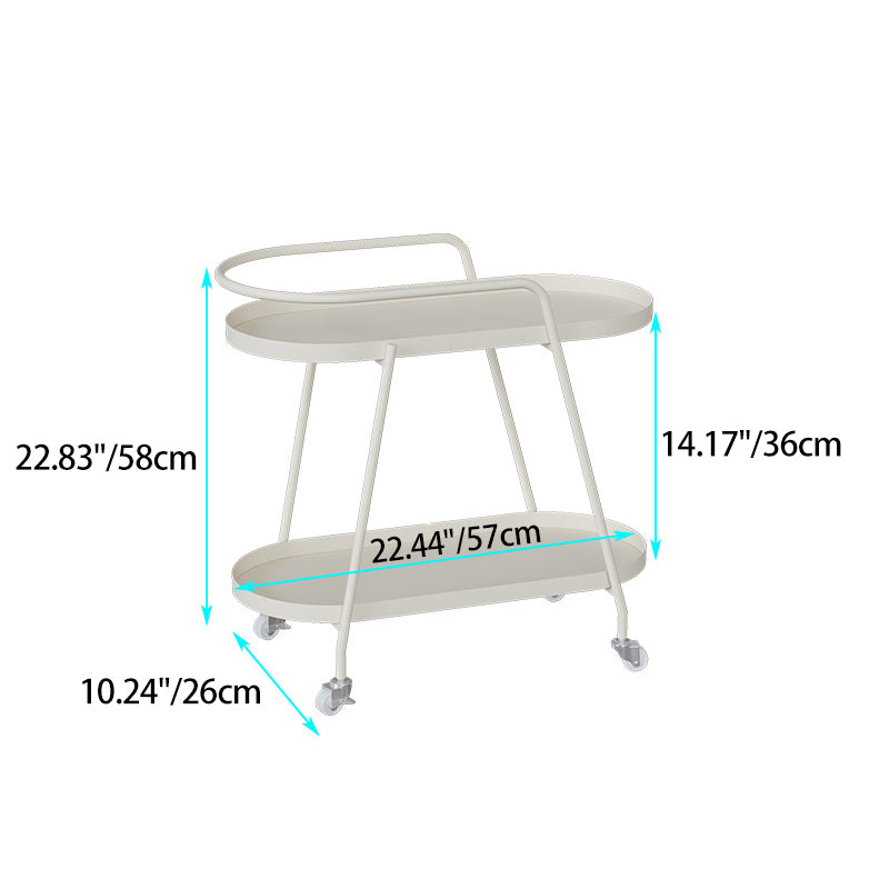 Modern Minimalist Oval Iron Movable End Table 2-Tier For Living Room
