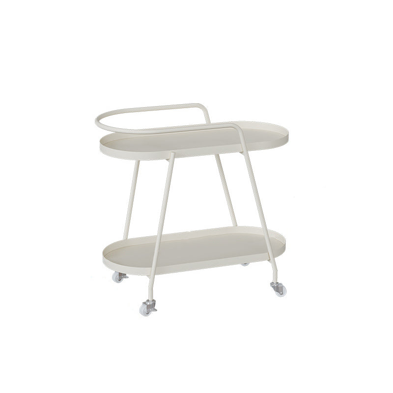 Modern Minimalist Oval Iron Movable End Table 2-Tier For Living Room