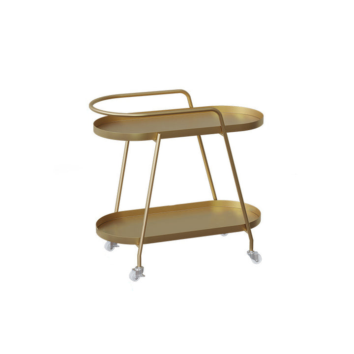 Modern Minimalist Oval Iron Movable End Table 2-Tier For Living Room