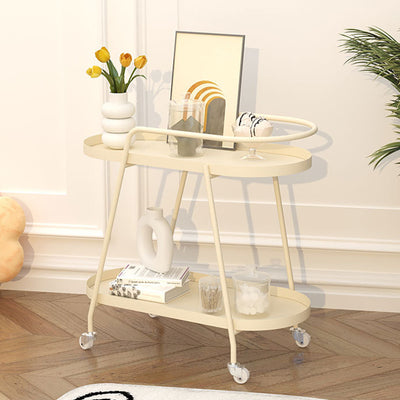 Modern Minimalist Oval Iron Movable End Table 2-Tier For Living Room
