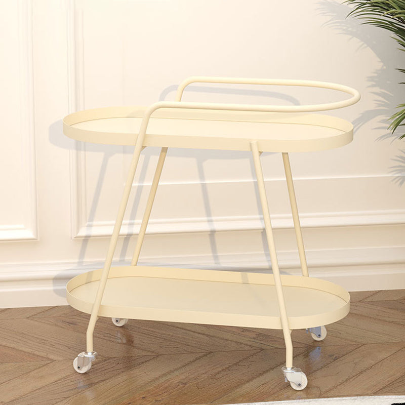Modern Minimalist Oval Iron Movable End Table 2-Tier For Living Room