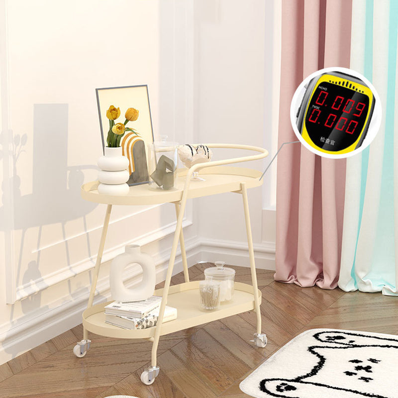 Modern Minimalist Oval Iron Movable End Table 2-Tier For Living Room