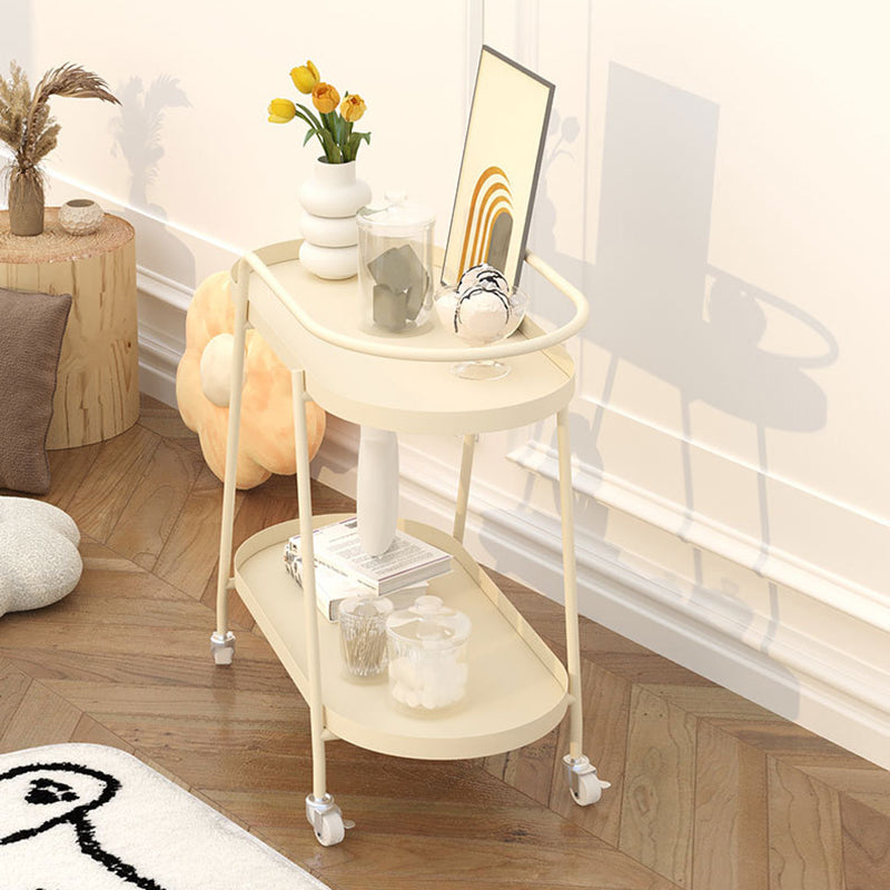 Modern Minimalist Oval Iron Movable End Table 2-Tier For Living Room