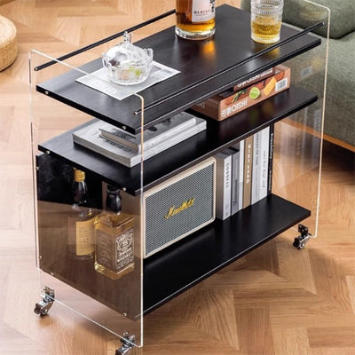 Modern Simplicity Rectangular Bamboo Acrylic Movable End Table 3-Tier For Living Room