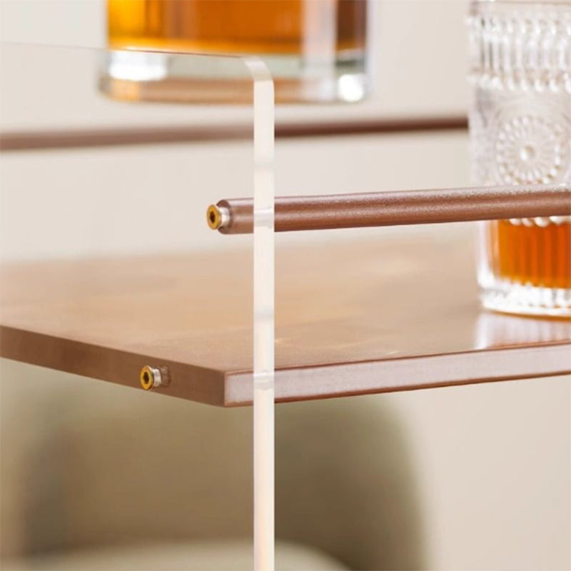Modern Simplicity Rectangular Bamboo Acrylic Movable End Table 3-Tier For Living Room