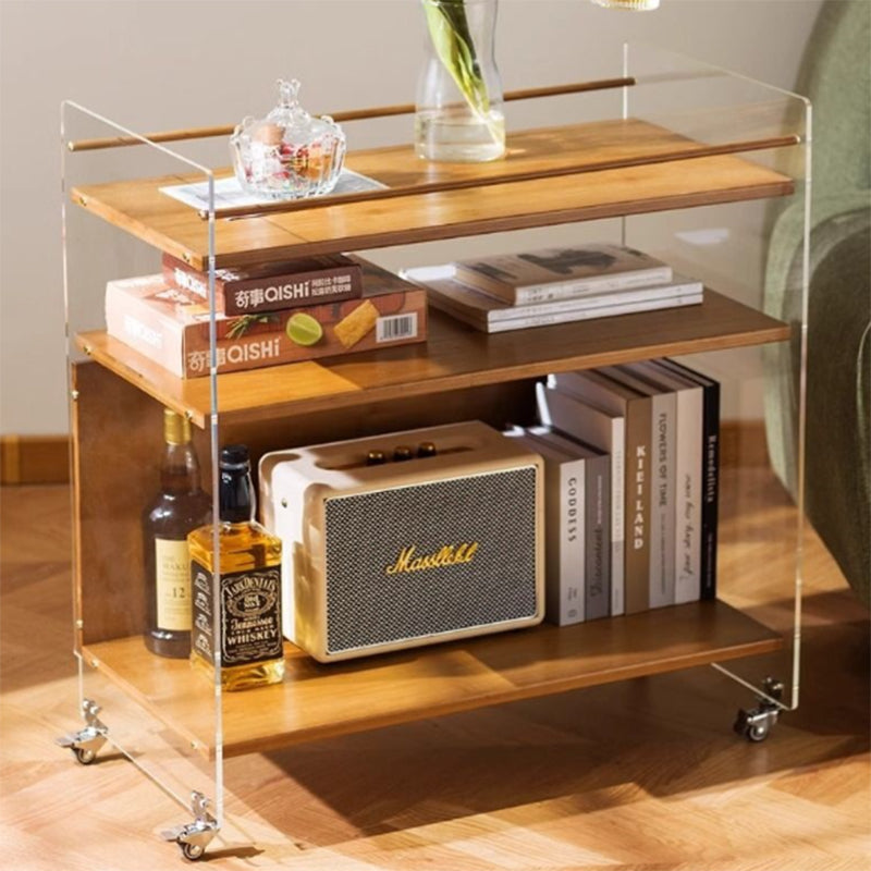 Modern Simplicity Rectangular Bamboo Acrylic Movable End Table 3-Tier For Living Room
