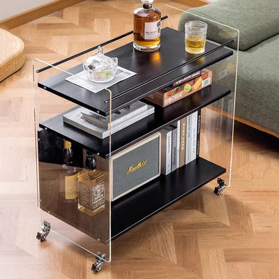 Modern Simplicity Rectangular Bamboo Acrylic Movable End Table 3-Tier For Living Room