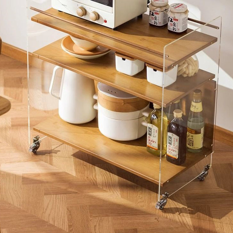 Modern Simplicity Rectangular Bamboo Acrylic Movable End Table 3-Tier For Living Room