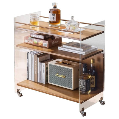 Modern Simplicity Rectangular Bamboo Acrylic Movable End Table 3-Tier For Living Room