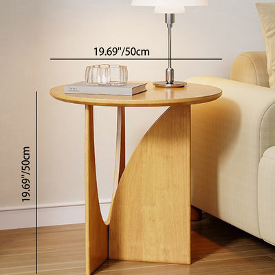 Modern Minimalist Round Solid Wood End Table 1-Tier For Living Room