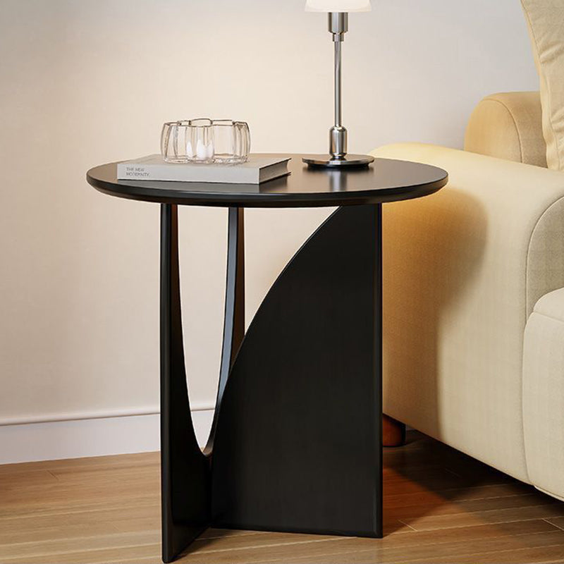 Modern Minimalist Round Solid Wood End Table 1-Tier For Living Room