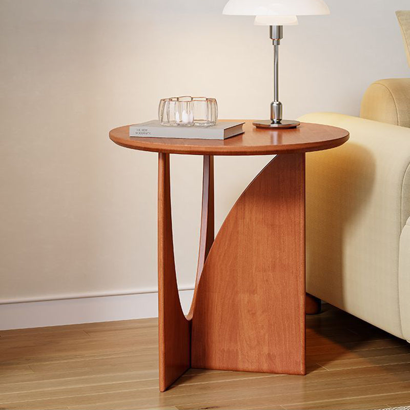 Modern Minimalist Round Solid Wood End Table 1-Tier For Living Room