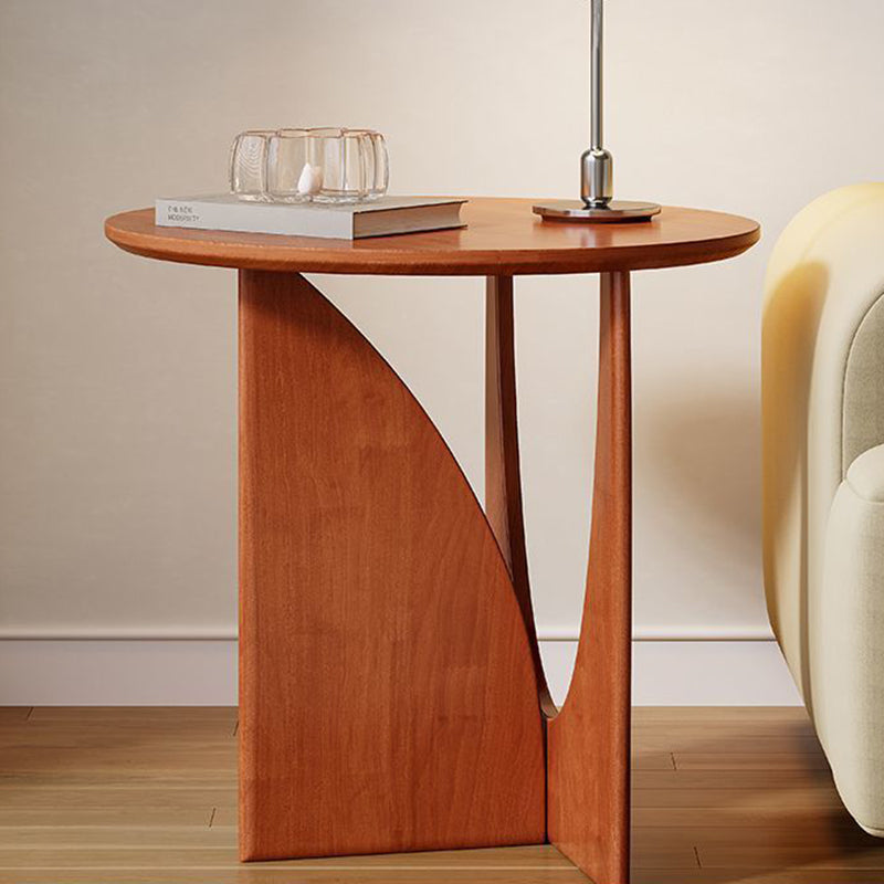 Modern Minimalist Round Solid Wood End Table 1-Tier For Living Room