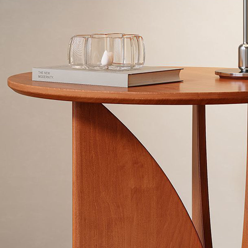 Modern Minimalist Round Solid Wood End Table 1-Tier For Living Room