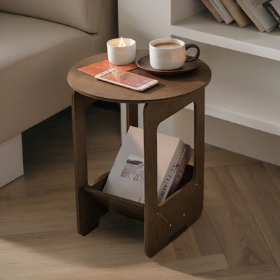 Table d'appoint moderne en composites bois-plastique à deux niveaux pour salon 