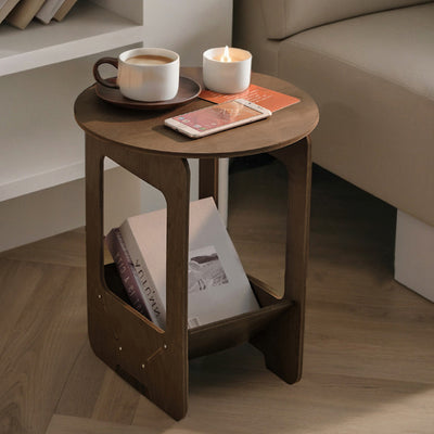 Table d'appoint moderne en composites bois-plastique à deux niveaux pour salon 