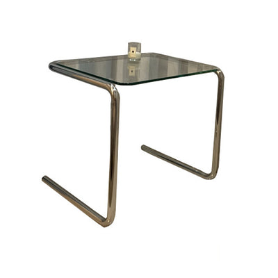Table d'appoint rectangulaire contemporaine en acier inoxydable et verre à 1 niveau pour salon 