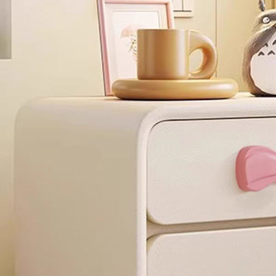 Modern Art Deco Rectangular Bowknot Solid Wood Kids Nightstand 2-Drawer For Bedroom