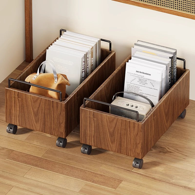 Modern Minimalist Movable Rectangular Solid Wood Kids Storage Cabinet 1-Cabinet For Study