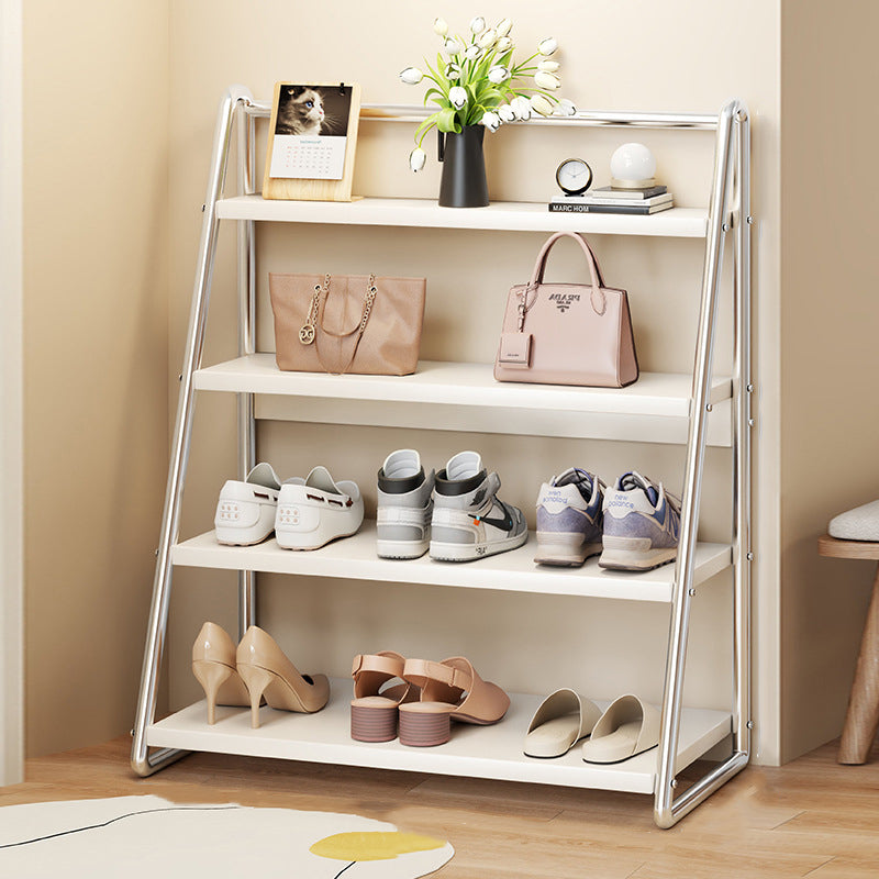 Modern Simplicity Narrow Triangular Stainless Steel Iron Shoe Storage 4-Tier For Hallway