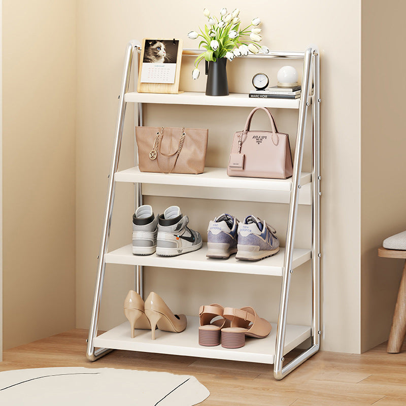 Modern Simplicity Narrow Triangular Stainless Steel Iron Shoe Storage 4-Tier For Hallway