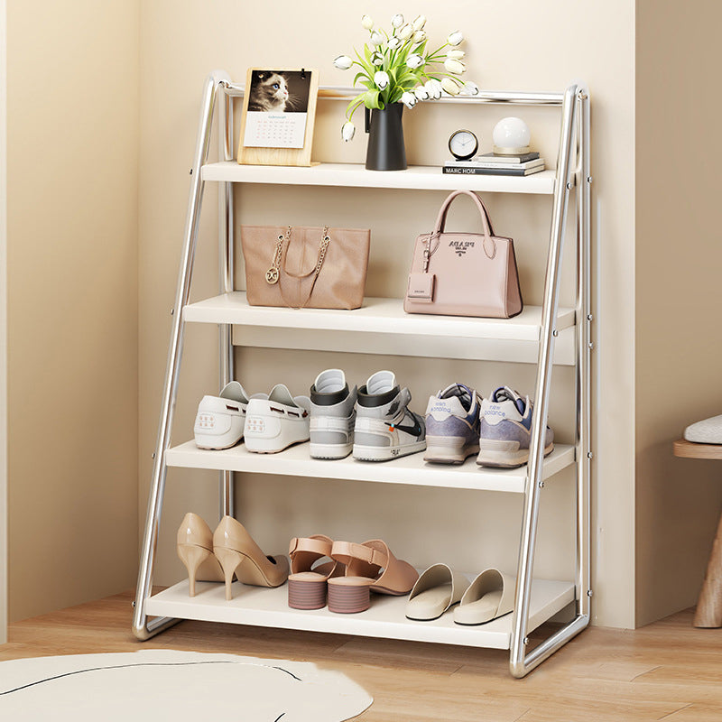 Modern Simplicity Narrow Triangular Stainless Steel Iron Shoe Storage 4-Tier For Hallway