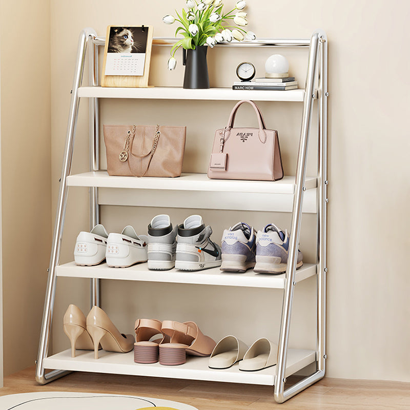 Modern Simplicity Narrow Triangular Stainless Steel Iron Shoe Storage 4-Tier For Hallway