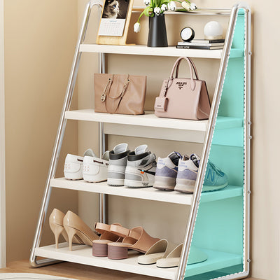 Modern Simplicity Narrow Triangular Stainless Steel Iron Shoe Storage 4-Tier For Hallway