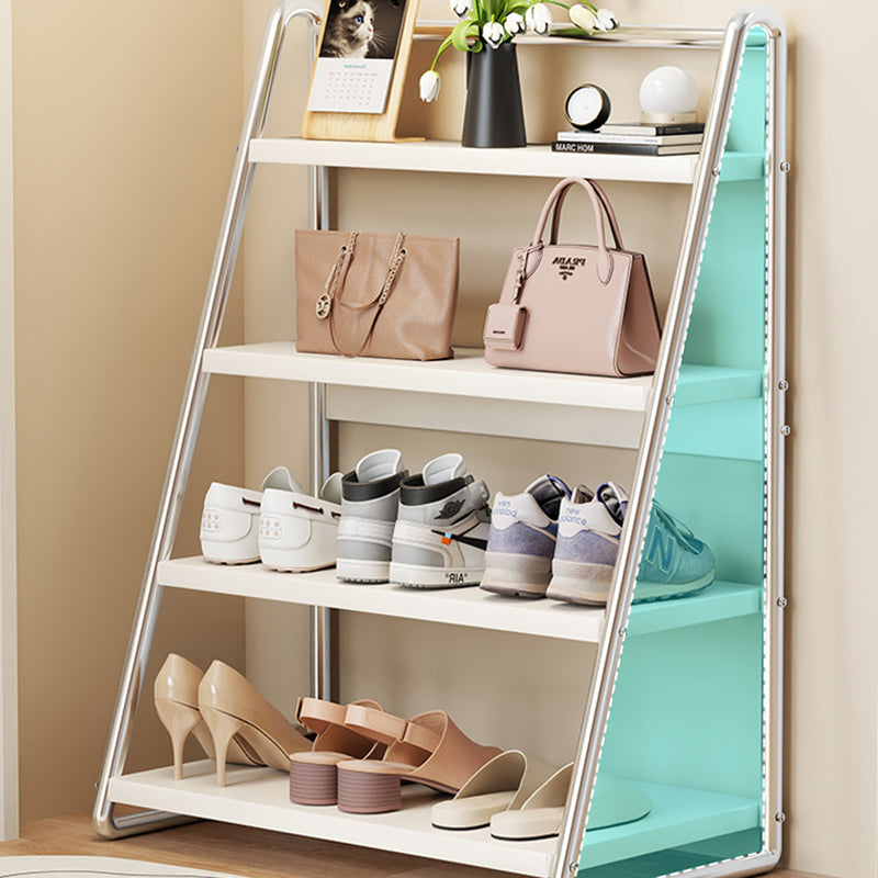 Modern Simplicity Narrow Triangular Stainless Steel Iron Shoe Storage 4-Tier For Hallway