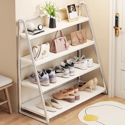 Modern Simplicity Narrow Triangular Stainless Steel Iron Shoe Storage 4-Tier For Hallway