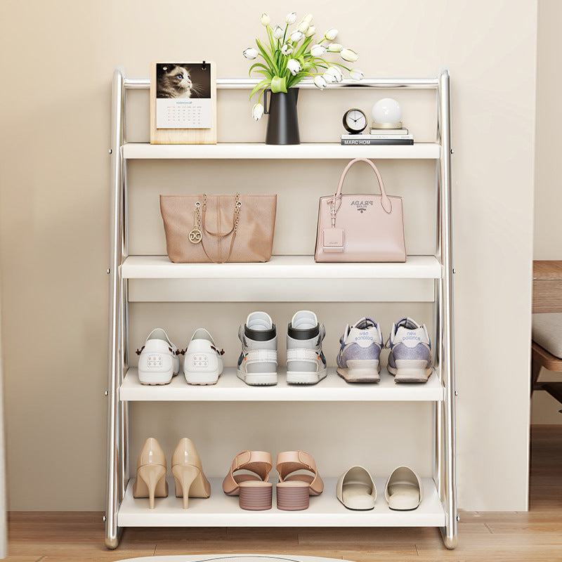 Modern Simplicity Narrow Triangular Stainless Steel Iron Shoe Storage 4-Tier For Hallway