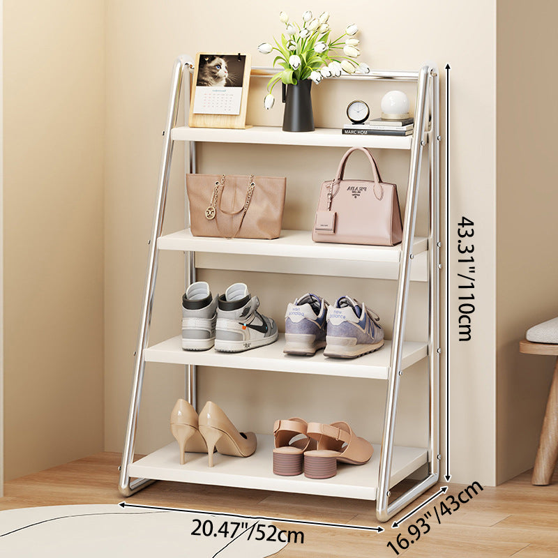 Modern Simplicity Narrow Triangular Stainless Steel Iron Shoe Storage 4-Tier For Hallway