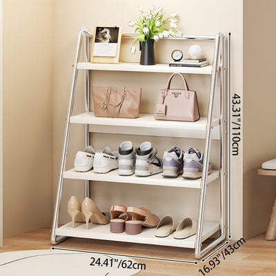 Modern Simplicity Narrow Triangular Stainless Steel Iron Shoe Storage 4-Tier For Hallway